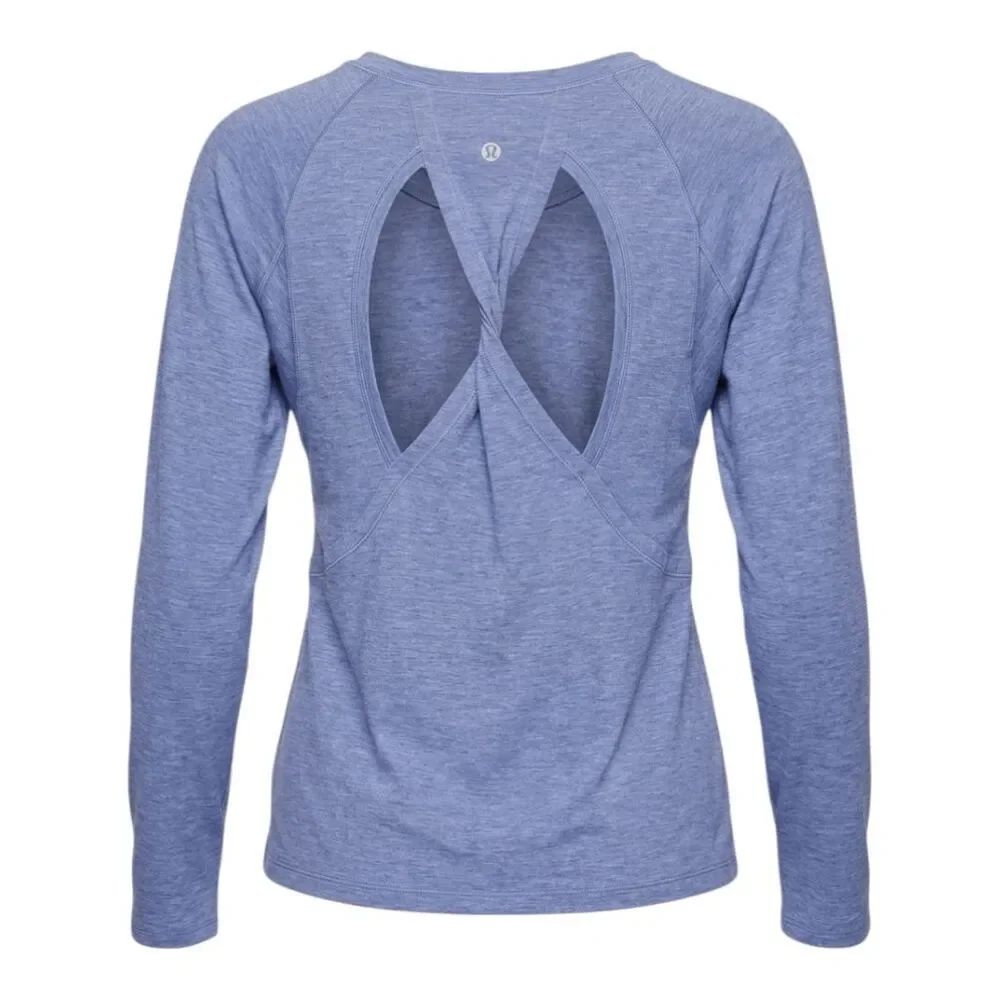 LULULEMON ATHLETICA Stop Drop & Squat Long Sleeve In Blue Heathered Blazer Blue